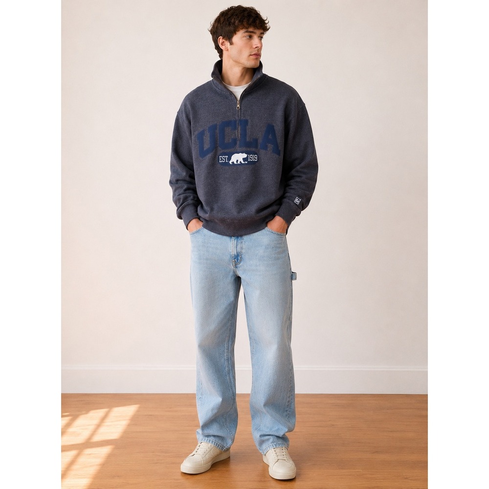 UCLA Quarter Zip Sweatshirt Pullover Medium Blue Fleece Pullover